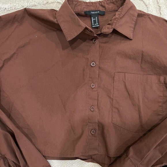 Brown button crop top - Picture 3 of 4